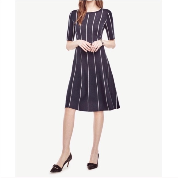 Ann Taylor | Dresses | Ann Taylor Blue And White Striped Dress | Poshmark